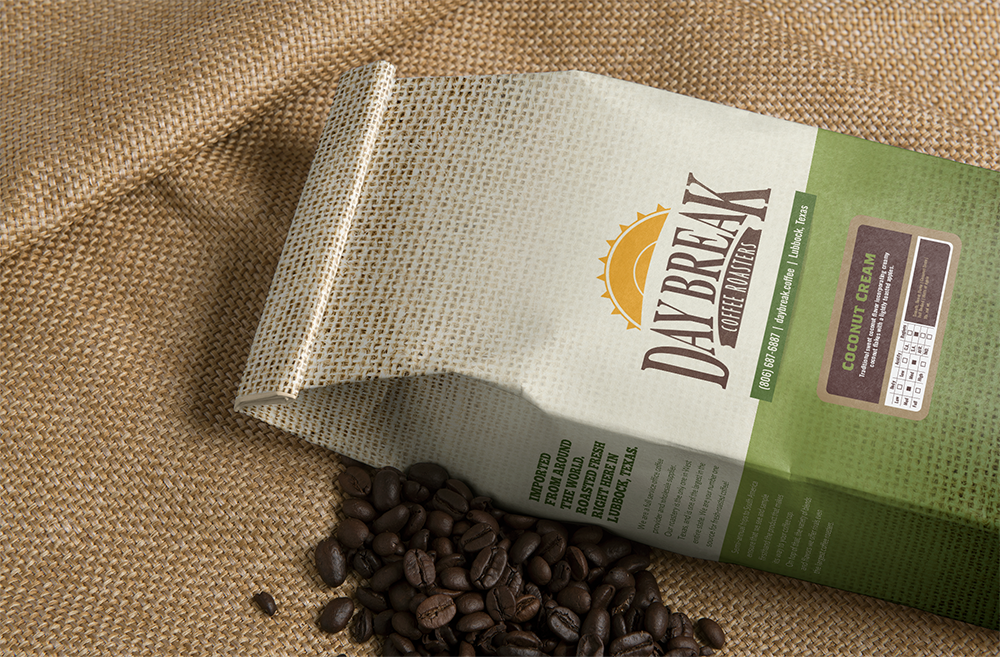 Day Break Coconut cream coffee bag and beans